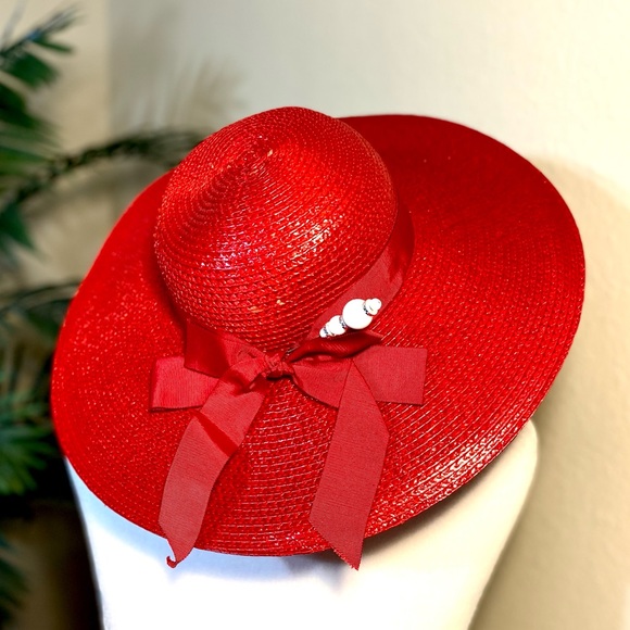 Designer’s Large-Brim Ball Hat Embellished by Don Anderson Italy - Picture 1 of 11